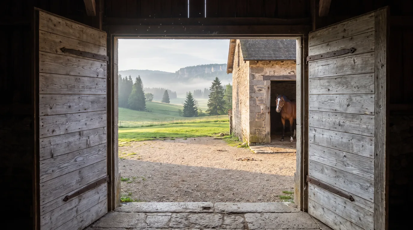 Entrée, Ferme de l'Oiseau Bleu, centre équestre à Le Touvet