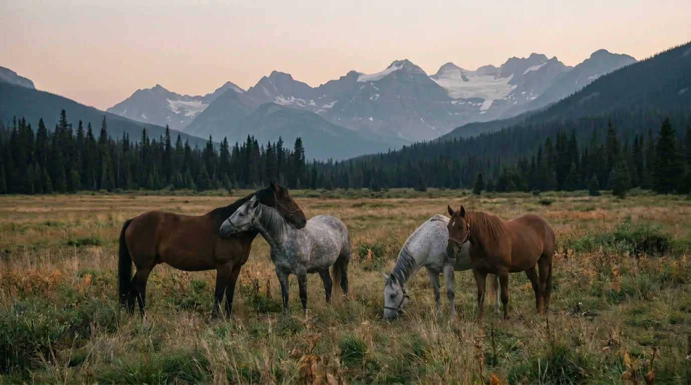 Chevaux en liberté, Ferme de l'Oiseau Bleu, Isère